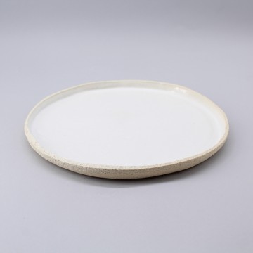 Assiette plate grès blanc...