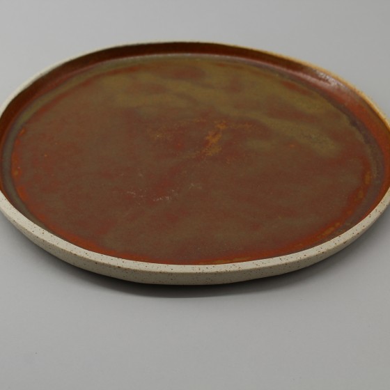 Assiette plate émail roux