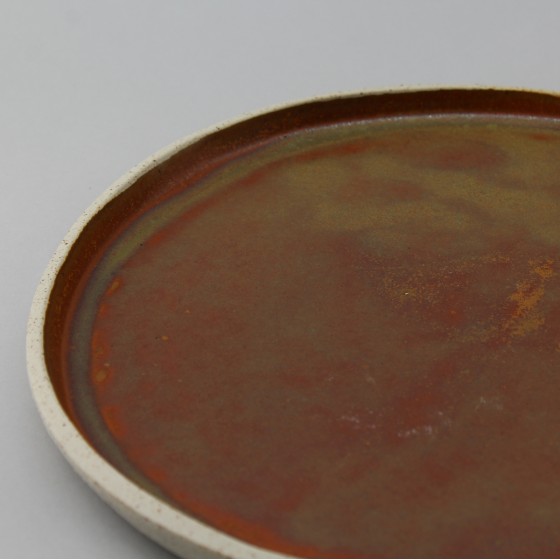 Assiette plate émail roux